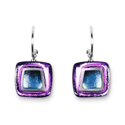 Peacock Irregular Squares Creole Earrings | The Jewellery Stop