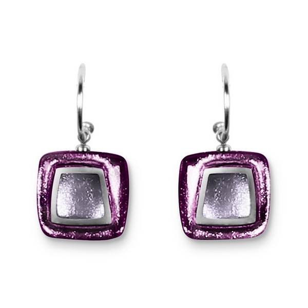 Purple Irregular Squares Creole Earrings | The Jewellery Stop