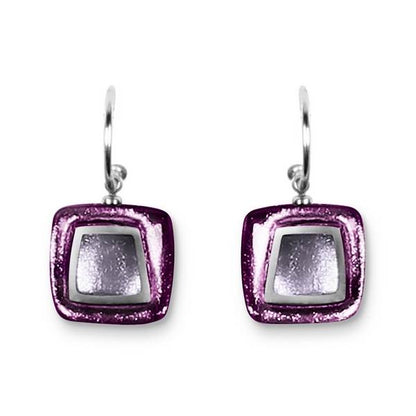 Purple Irregular Squares Creole Earrings | The Jewellery Stop