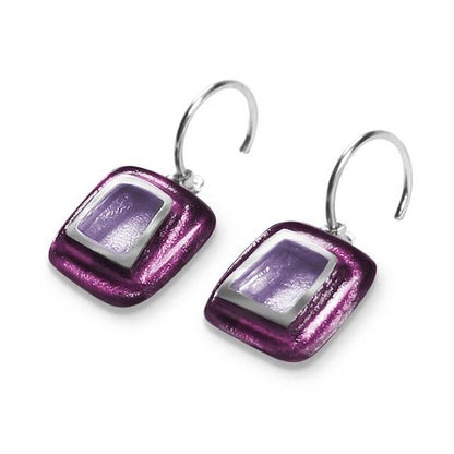 Purple Irregular Squares Creole Earrings | The Jewellery Stop