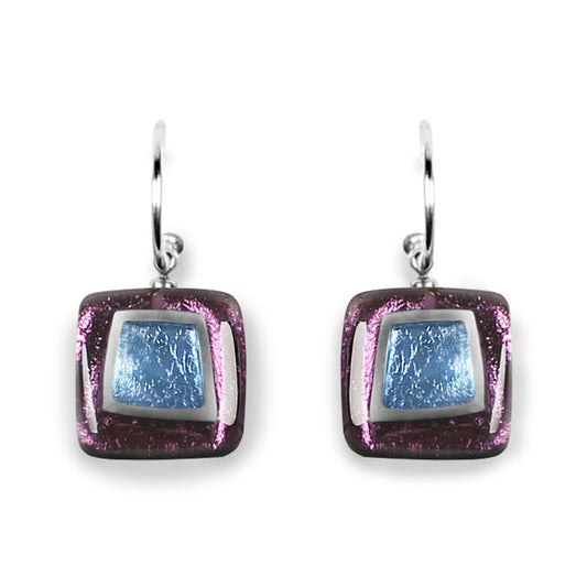 Rainbow Irregular Squares Creole Earrings | The Jewellery Stop