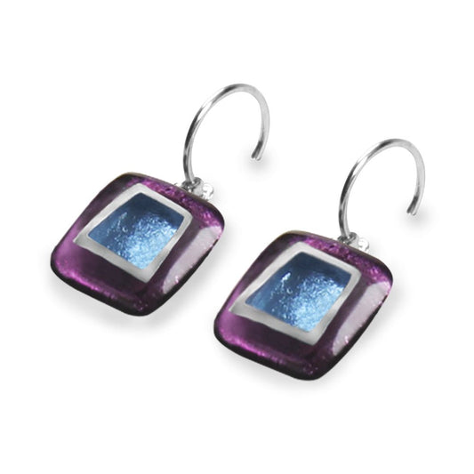 Rainbow Irregular Squares Creole Earrings | The Jewellery Stop