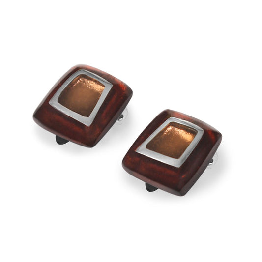 Amber Irregular Squares Clip Earrings | The Jewellery Stop