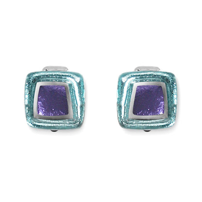 Ocean Mist Irregular Squares Clip Earrings | The Jewellery Stop