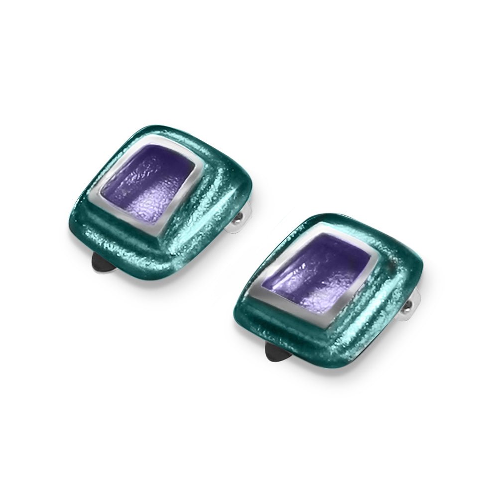 Ocean Mist Irregular Squares Clip Earrings | The Jewellery Stop