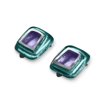 Ocean Mist Irregular Squares Clip Earrings | The Jewellery Stop