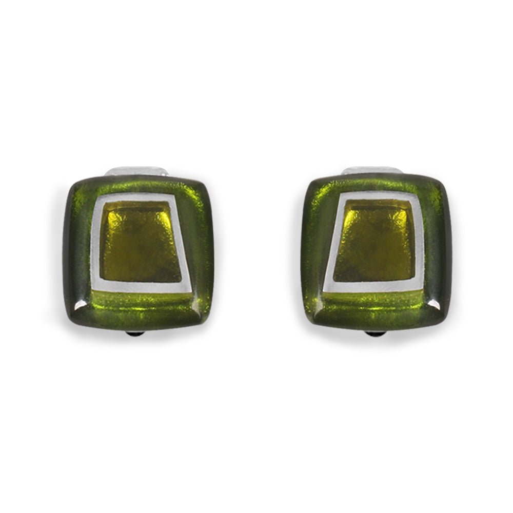 Olive Irregular Squares Clip Earrings | The Jewellery Stop