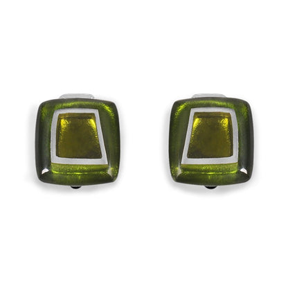 Olive Irregular Squares Clip Earrings | The Jewellery Stop