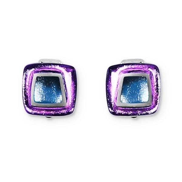 Peacock Irregular Squares Clip Earrings | The Jewellery Stop