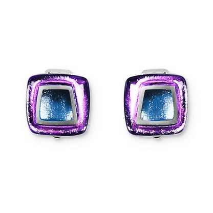 Peacock Irregular Squares Clip Earrings | The Jewellery Stop