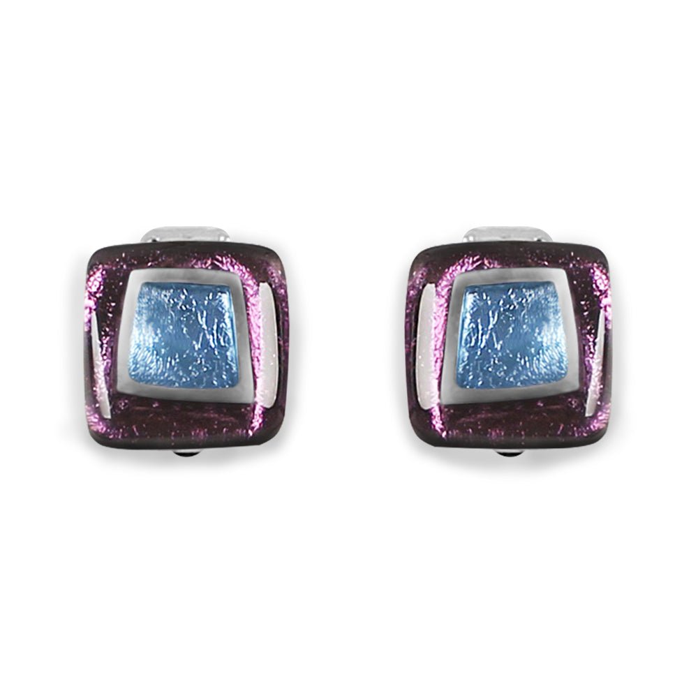 Rainbow Irregular Squares Clip Earrings | The Jewellery Stop