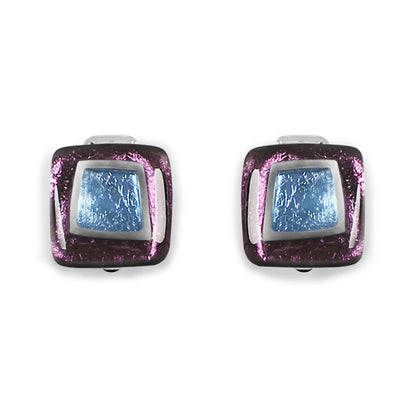Rainbow Irregular Squares Clip Earrings | The Jewellery Stop