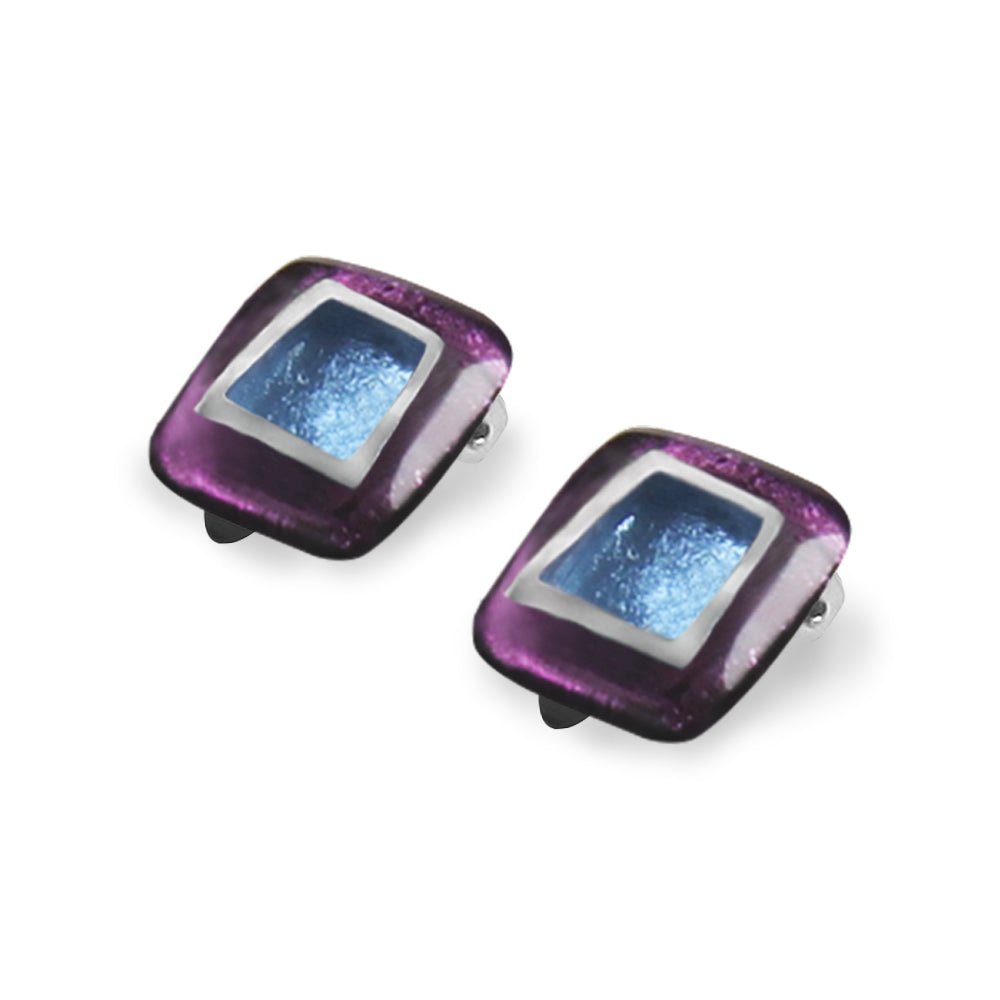 Rainbow Irregular Squares Clip Earrings | The Jewellery Stop