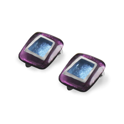 Rainbow Irregular Squares Clip Earrings | The Jewellery Stop