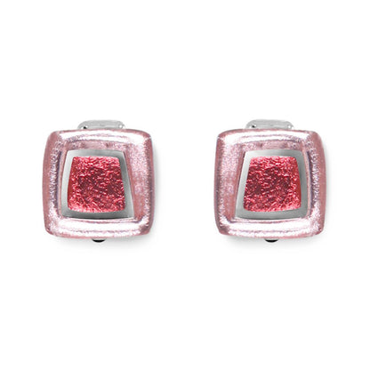 Rose Irregular Squares Clip Earrings | The Jewellery Stop