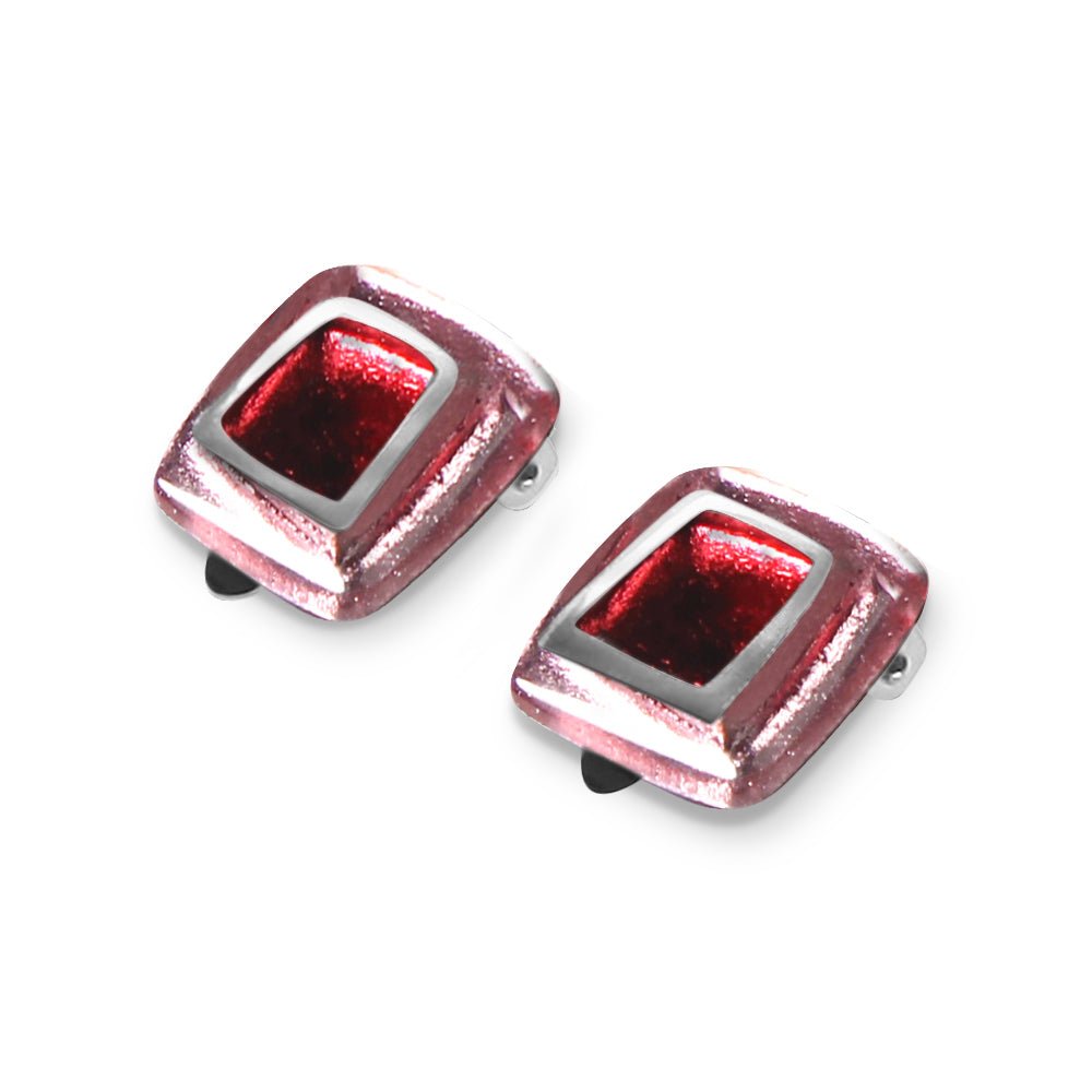 Rose Irregular Squares Clip Earrings | The Jewellery Stop