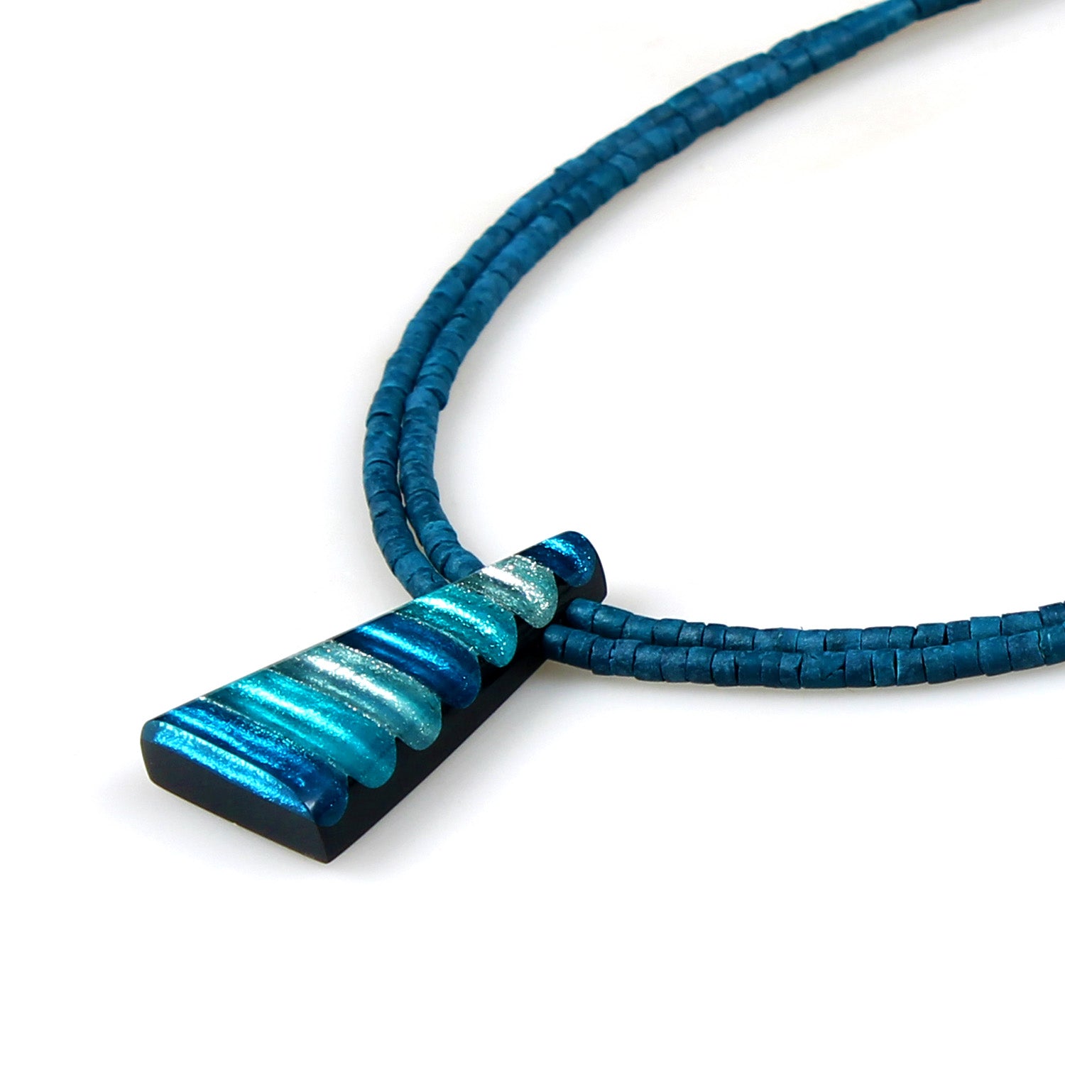 Teal Triangle Stripes Pendant on Coco