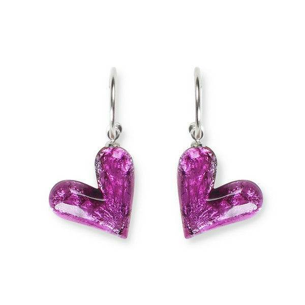 Purple Antique Heart Creole Earrings