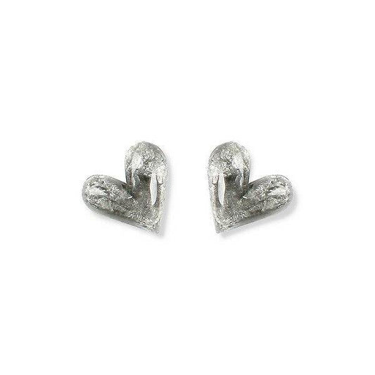 Grey Antique Heart Stud Earrings | The Jewellery Stop
