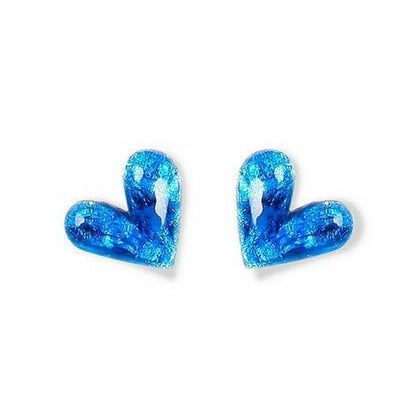 Navy Antique Heart Stud Earrings | The Jewellery Stop