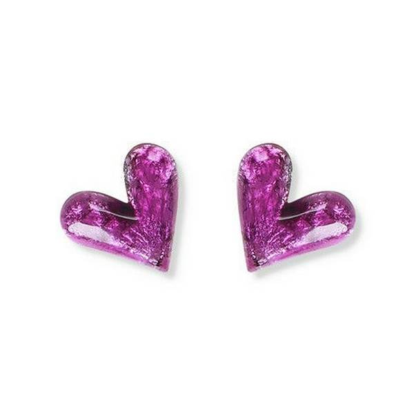 Purple Antique Heart Stud Earrings | The Jewellery Stop
