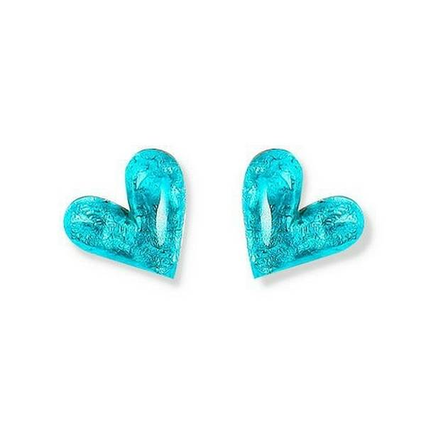 Teal Antique Heart Stud Earrings | The Jewellery Stop