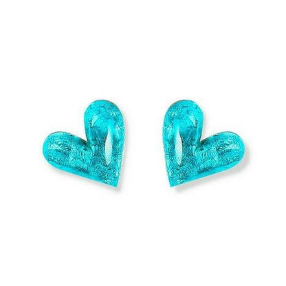 Teal Antique Heart Stud Earrings | The Jewellery Stop