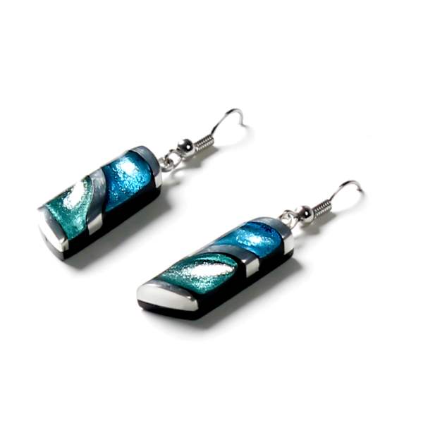 Ocean Mist Wave Stripe fish Hook Earrings | The Jewellery Stop