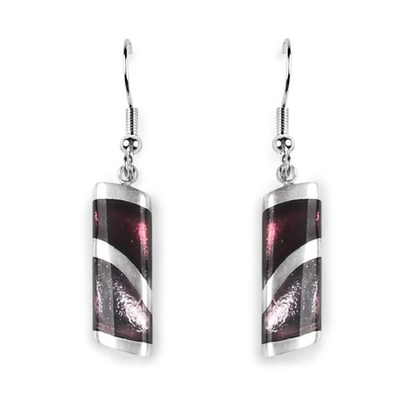 Plum Wave Stripe fish Hook Earrings | The Jewellery Stop