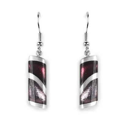 Plum Wave Stripe fish Hook Earrings | The Jewellery Stop