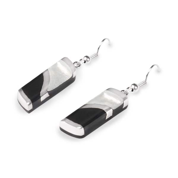 Silhouette Wave Stripe fish Hook Earrings | The Jewellery Stop