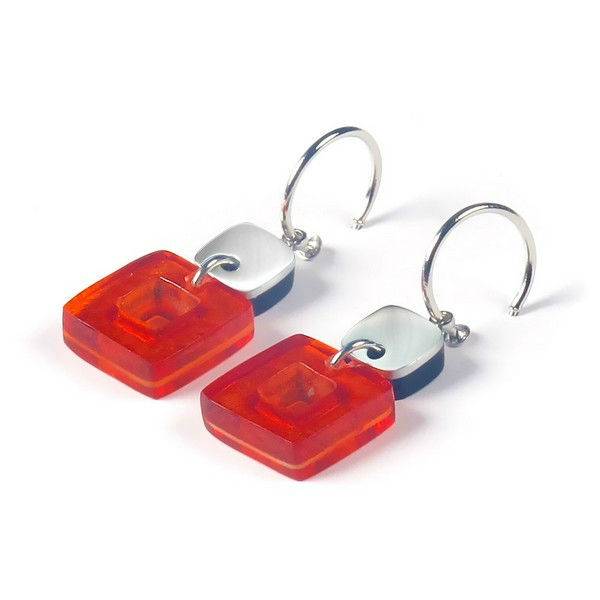 Orange Cubes Double Drop Creole Earrings | The Jewellery Stop