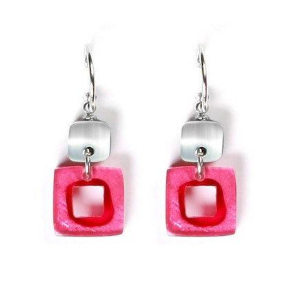 Pink Cubes Double Drop Creole Earrings | The Jewellery Stop