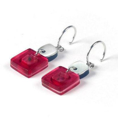 Pink Cubes Double Drop Creole Earrings | The Jewellery Stop