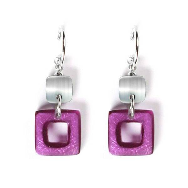 Purple Cubes Double Drop Creole Earrings | The Jewellery Stop