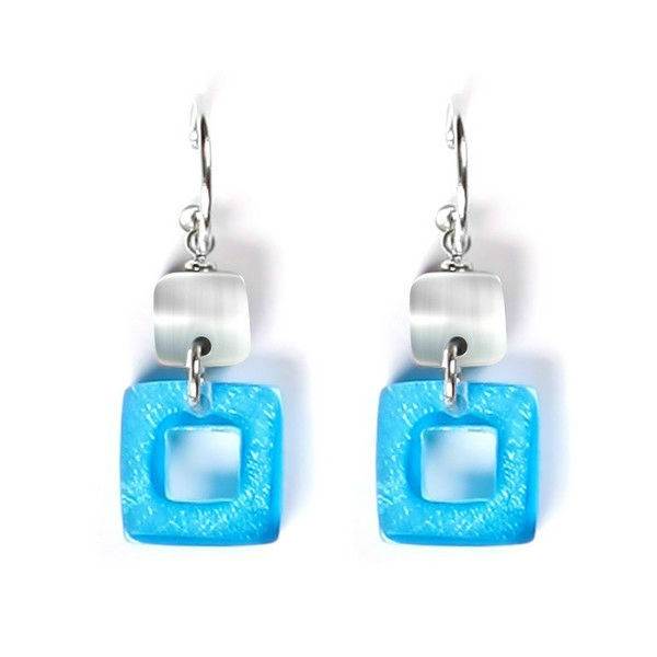 Sky Cubes Double Drop Creole Earrings