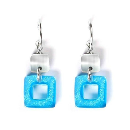 Sky Cubes Double Drop Creole Earrings