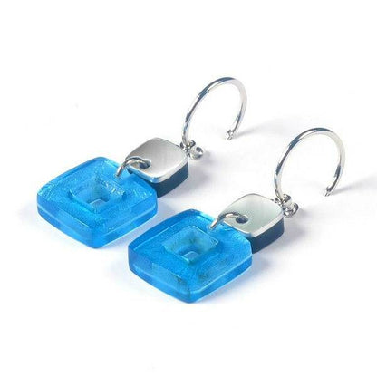 Sky Cubes Double Drop Creole Earrings