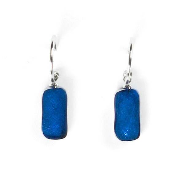 Navy Tiles Creole Earrings | The Jewellery Stop