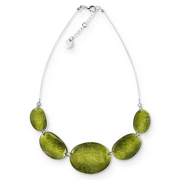 Olive Curved Ovals Necklace