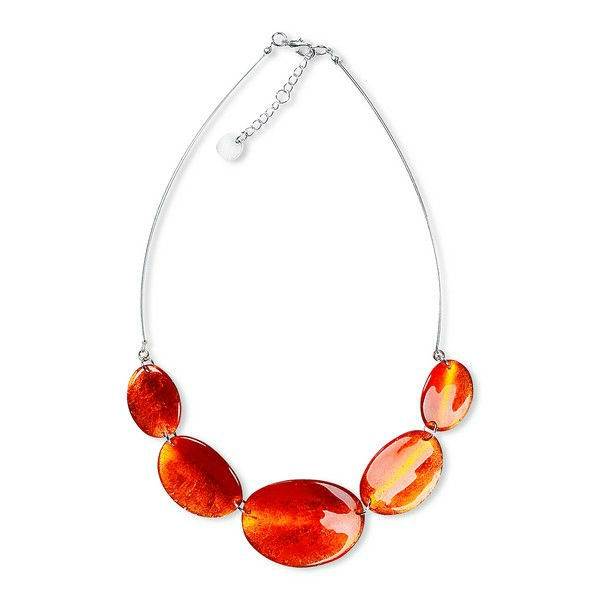 Orange Curved Ovals Necklace