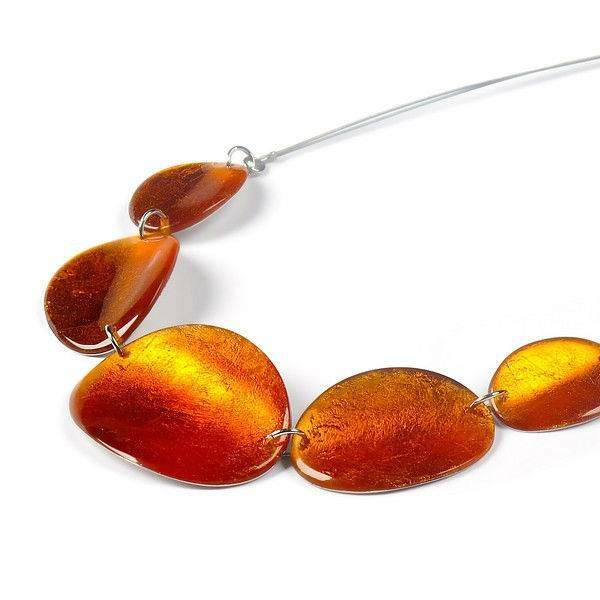Orange Curved Ovals Necklace