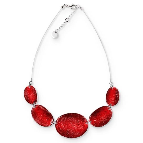 Red Curved Ovals Necklace
