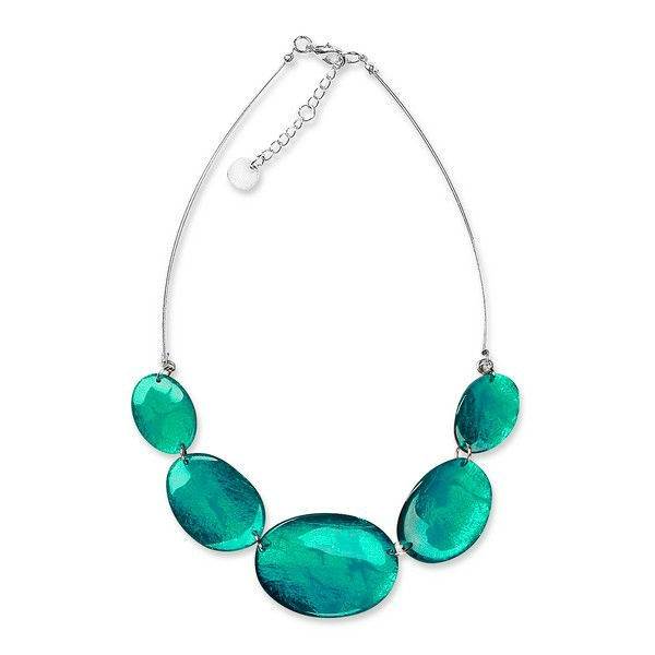 Teal Curved Ovals Necklace