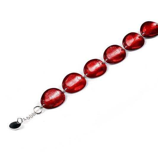 Red Curved Ovals Bracelet | The Jewellery Stop