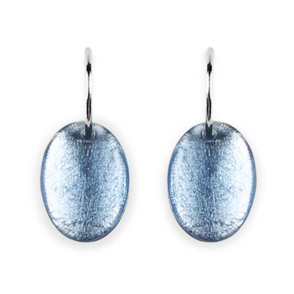 Denim Curved Ovals Creole Earrings | The Jewellery Stop