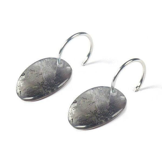 Grey Curved Ovals Creole Earrings | The Jewellery Stop