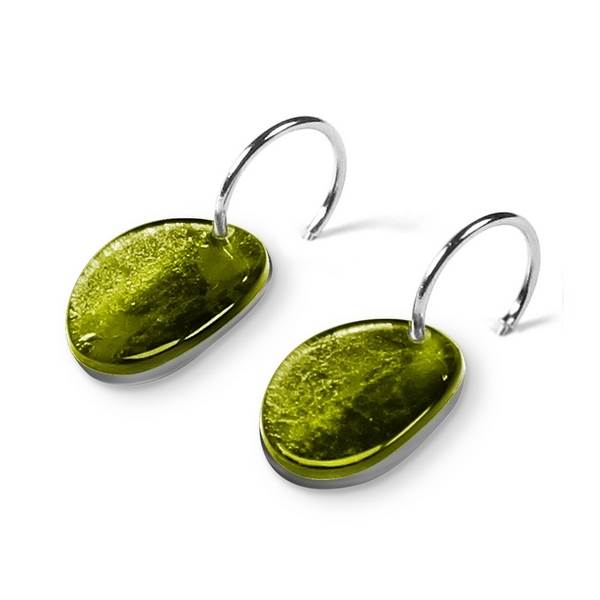 Olive Curved Ovals Creole Earrings