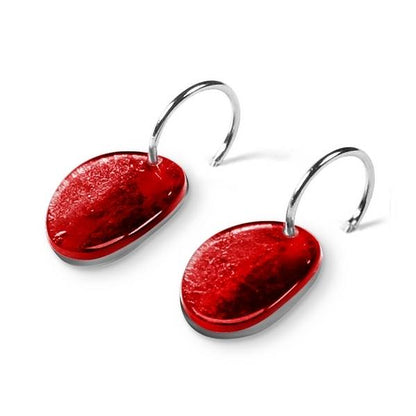 Red Curved Ovals Creole Earrings | The Jewellery Stop