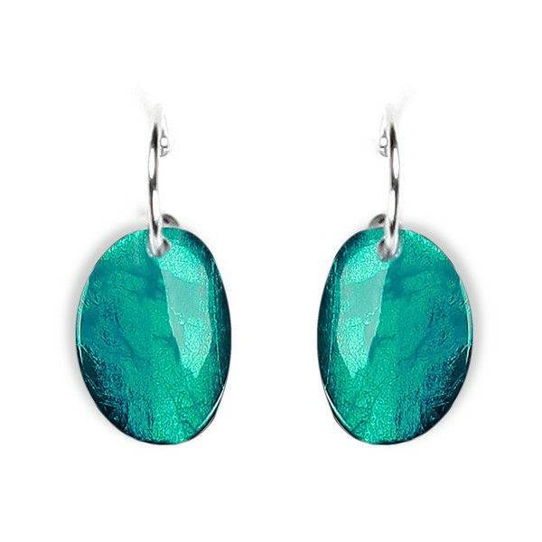 Teal Curved Ovals Creole Earrings | The Jewellery Stop